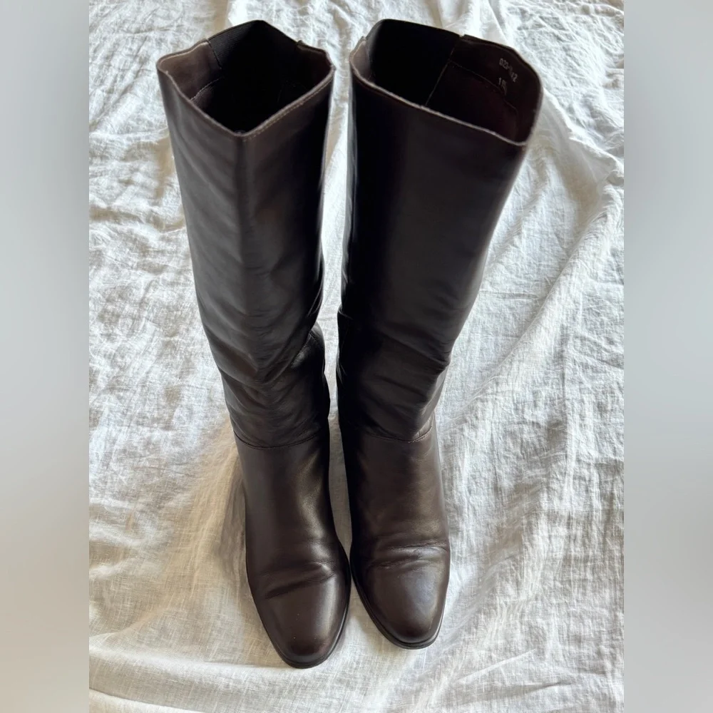Vintage Brown Leather Riding Boots Size 10 Classic Casual